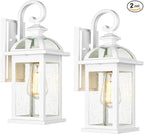 Darkaway Outdoor Lights Fixtures Wall Mount, Outdoor Wall Sconce with Seeded Glass Waterproof Outside Exterior Lights Fixture for House, Front Porch, Patio (2 Pack, White)