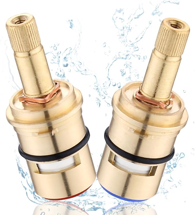 Faucet Cartridge Replacement Parts Compatible with Danze DA507071W DA507072W, Round Ceramic Disc Cartridge Kitchen Faucet Stem Replacement Parts (DA507072W+DA507071W Cold+Hot)