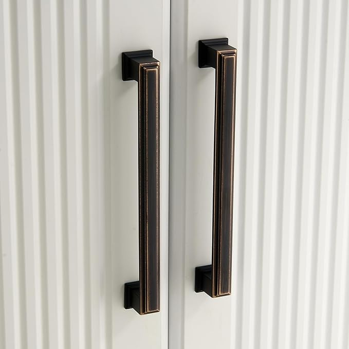 10 Pack 6.3 Inch(160mm) Hole Center Oil Rubbed Bronze Modern Cabinet Pulls Kitchen Cabinet Handles Kitchen Cabinet Hardware Timeless Drawer Pulls for Dresser Cupboard Wardrobe, ORB(6.3x10)