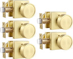 Haidms Gold Door Knobs Interior, Zinc-Alloy Heavy Duty Round Brushed Gold Privacy Door Knobs for Bedroom Modern Bathroom Interior Door Lock Bulk(5 Pack)