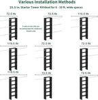 Closet System, 22.5" Wide Organizer with 3 Hanging Rods, Wood Tower Storage for Walk-In Closets, Wall-Mounted Wardrobe Organizer Kit, Black