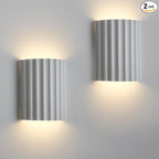 White Gypsum Modern LED Wall Sconces Wall Lighting Set of 2, Indoor Hardwired Walls Mount Light Fixtures Up Down Lamp for Hallway Bedroom Living Room Dining Room【Bulbs Included】