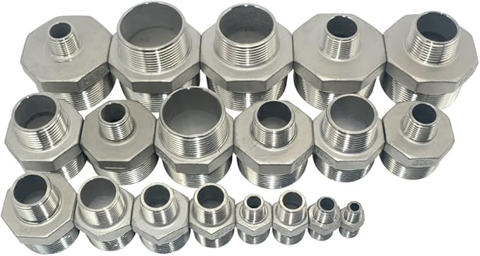 1/2" x 3/8" Male Threaded Reducing Nipple Fitting/Adapter,Stainless Steel SS304 NPT Pipe Hex Reducer