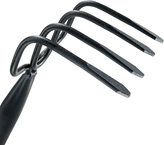 Colwelt 4 Tines Garden Cultivator Rake 59'', Hand Tiller Garden Tool with Sharp Forged Steel Head, Cultivators for Gardening with Long Handle, Garden Tiller for Digging Loosening Weeding
