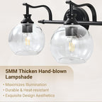 ANDY STAR Black Bathroom Light Fixture, 3 Light Vanity Lights, Rustproof Wall Lights Over Mirror, Rustic Wall Mounted Lamp, Modern Wall Sconces for Mirror, Powder Room, Bedroom