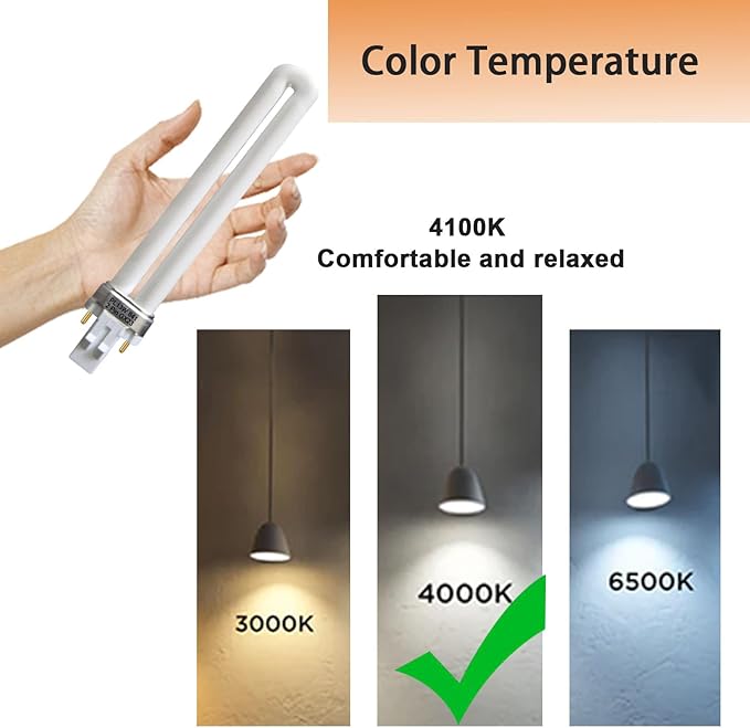 (6 Pack) 13 Watt Single Tube 2 Pin GX23 Base,PL-13W GX23 4100K Compact Fluorescent Light Bulb, Replaces Philips PLS13W41, Sylvania CF13DS/841/ECO,PL13/SP41K