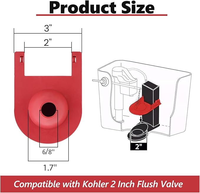2 Inch Shark Fin Toilet Flapper Compatible with Kohler GP1078440, Toilet Flapper Replacement Part, for Kohler Toilet Tank Parts Red (2 Pack)