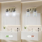 Bathroom Vanity Light, 2-Light Nickel Modern Matte Wall Sconce Lighting with Clear Glass Shade, Wall Lights,Bath Vintage Wall Mounted Lamps for Mirror Bedroom Living Room