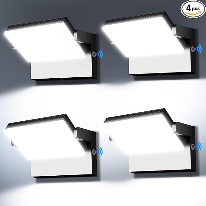 Juyace 120W LED Wall Pack Light Dusk to Dawn Outdoor Lighting Exterior Fixtures 360 °Rotation 5000K for Garage Yard Barn Area 4 Pack