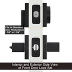 Haidms Black Exterior Door Lock Set with Deadbolt, Front Door Handle and Deadbolt Set, Entry Door Locksets, Matte Black Heavy Duty Zinc-alloyed Front Door Lock Set