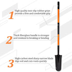 VNIMTI Heavy Duty Shovel with Fiberglass Handle for Digging and Gardening, Metal, 58 Inches