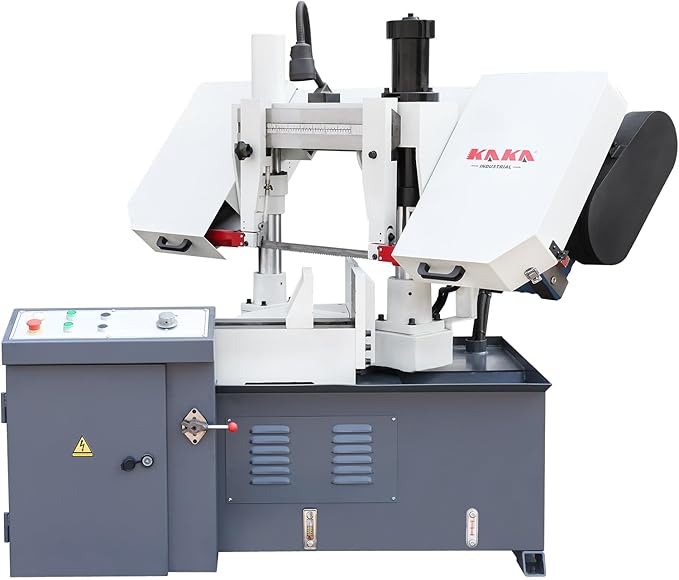 KAKA Industrial Metal Band Saw11 Inch Capacity Double Column Band Saw with 45° Rotating Head Hydraulic Downfeed Variable Speed Metal Cutting Bandsaw TBK-11A