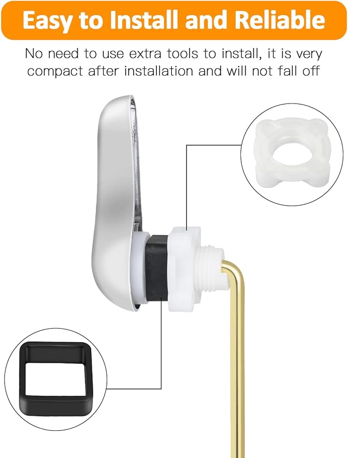 Hidnvefen Toilet Handle Replacement Kit Universal Toilet Flush Handle, Zinc Alloy Toilet Tank Trip Lever with H2 Brass Arm, Compatible with American Standard/Mansfield Toilet