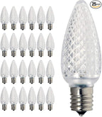 GoodBulb 0.6-Watt C9 Clear Diamond Faceted Holiday Light Bulbs | Clear LED Bulb | Intermediate E17 Base 60 Lumens | Warm White Color | Christmas Holiday Decorations | Pack of 25 Bulbs