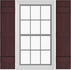 Board & Batten Vinyl Shutters (1 Pair) | 11"x55" (3-Board) - Dark Cherry Mocha | Exterior Window Shutters | Includes Mounting Hardware | Simple Installation | Made in USA