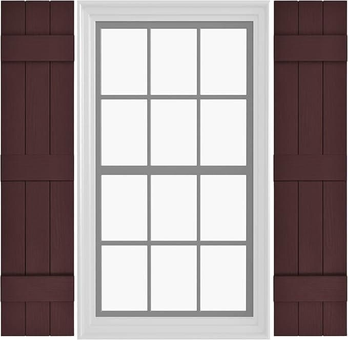 Board & Batten Vinyl Shutters (1 Pair) | 11"x81" (3-Board) - Dark Cherry Mocha | Exterior Window Shutters | Includes Mounting Hardware | Simple Installation | Made in USA