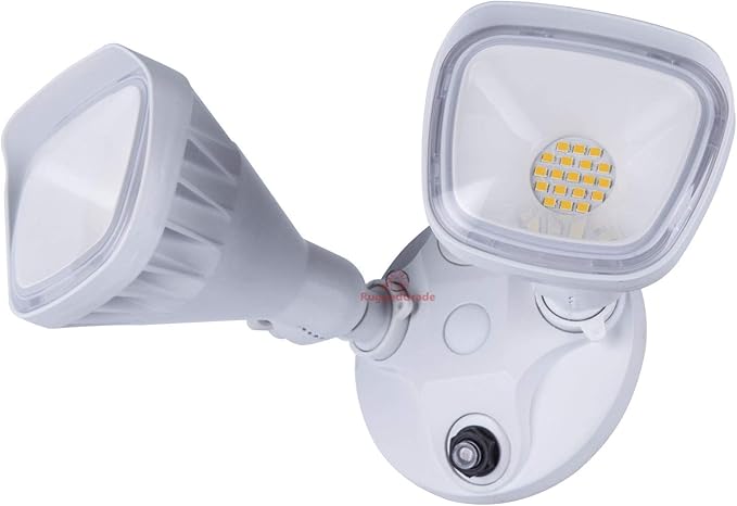 RuggedGrade 20W Turin II Series LED Security Wall Light - Adjustable LED Flood Light - 1,750 Lumens - 5000K Bright White - Dusk to Dawn P/C Sensor - White Housing - Outdoor LED Light | DLC 5.1 Premium