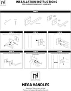 Mega Handles Ronn Dummy Door Handles - 6 Pack Heavy Duty Brushed Nickel Door Handles, Non-Turning Door Handle for Closet & French Doors, Single Side, Fits All Standard Doors - Satin Nickel