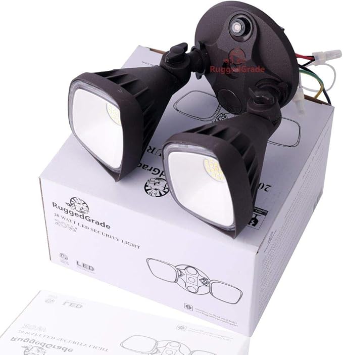 RuggedGrade 20W Turin II Series LED Adjustable Flood Light - 1,750 Lumens - 5000K Bright White - Square Heads - White Housing - Outdoor LED Light - DLC 5.1 Premium