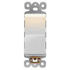 LIDER Decorator Switch with Lighted Paddle, UL Listed, Illuminated Paddle Switch, Matte Finish Rocker Switch, 1-Pole or 3-Way, 15A 120-277VAC, White