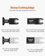 VEVOR 30-Piece Oscillating Saw Blades, Quick Release Multi Tool Blades Kits, 8 Types Oscillating Multitool Blade for Wood Plastic Metal, Compatible with Dewalt Ryobi Milwaukee Hitachi Chicago Fein
