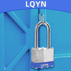Padlocks with Same Key, LQYN 24 Pcs Laminated Keyed Padlock (1-9/16", 40mm), Keyed Alike Locks, Long Shackle, for Storage Locker, Hasp Latch, Toolbox, Sheds