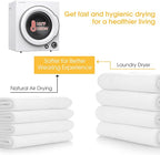 COSTWAY Portable Clothes Dryer, 13.2 LBS Front Load Compact Laundry Dryer with Stainless Steel Drum, 5 Drying Programs and Adjustable Exhaust Vent, Electric Tumble Laundry Dryer, 1350W, White