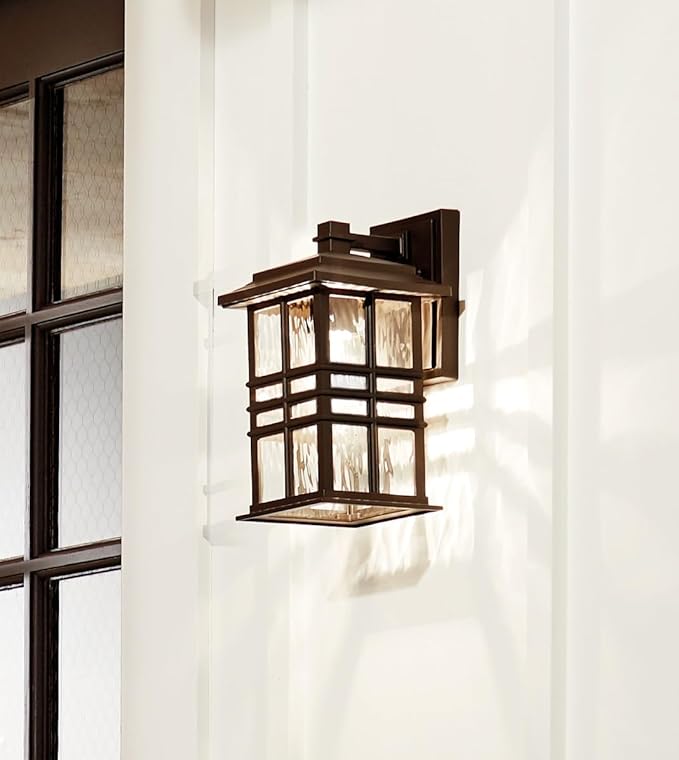 Beacon Square 12" 1 Light Outdoor Wall Light with Clear Hammered Glass in Olde Bronze® (Pack of 2)
