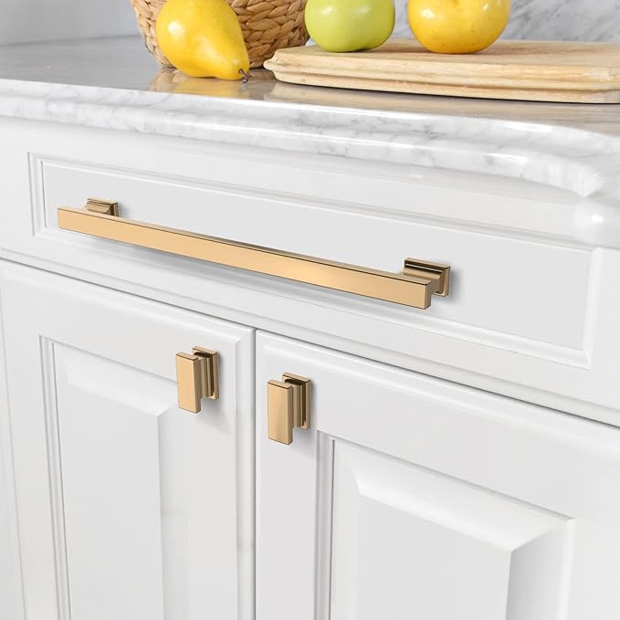 Asidrama 10 Pack 9 Inch(228mm) Hole Centers Champagne Bronze Kitchen Cabinet Handles, Brushed Brass Cabinet Pulls Kitchen Cabinet Hardware for Cupboard Gold Drawer Pulls