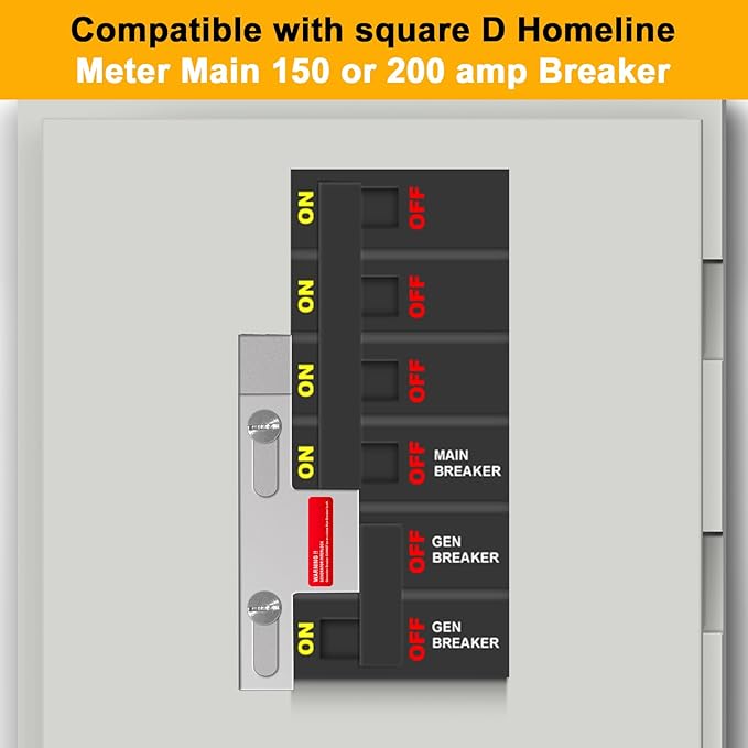 Generator Interlock Kit Compatible with Square D Homeline Meter Main 150 or 200 amp Breaker,for Safe Usage of Portable Power During Outage,Professional and Interlock Kit