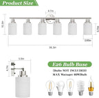 6-Light Brushed Nickel Vanity Lights for Mirror, Bathroom Light Fixtures with Textured Milky White Glass Shade, Modern Kitchen Light Fixtures Wall Sconce Light - E26 Base
