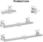 Newfun 10Pcs Brushed Nickel Bathroom Hardware Set - Includes 24&18inch Towel Bar, Robe Hook, Toilet Paper Holder, 2 Pack 5 Piece Bathroom Accessories Set Stainless Steel Wall Mounted
