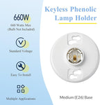 4 Pcs Medium Base E26 Lamp Holder Ceiling Light Sockets White Bulb Socket Incandescent Fluorescent CFL Lamp Holder 660w 250v (Phenolic Resin)