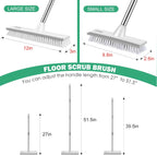 SetSail Upgraded Large 12 in Wide Floor Scrub Brush with 51-Inch Long Adjustable Handle 2 in 1 Scrape Brush Stiff Bristle Floor Scrubber for Cleaning Shower Bathroom Garage Kitchen Wall Deck Tub Tile