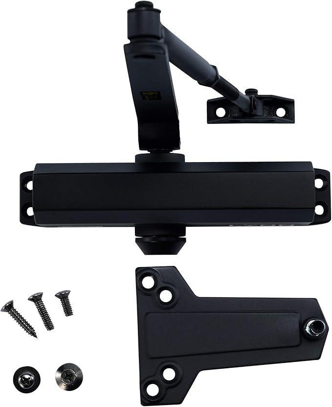 CLG HARDWARE DC6003 Medium Duty Commercial Door Closer - Surface Mounted, Automatic Door Closer, Cast Aluminum,UL 3 Hour Fire Rated, Size 3 for Residential & Light Commercial Doors - US19 Matte Black