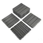 9 sq. ft Plastic Interlocking Deck Tiles, 9 Pack Patio Deck Tiles, 12"x12" Waterproof Outdoor Flooring All Weather Use, Patio Floor Decking for Porch Poolside Balcony Backyard, Grey