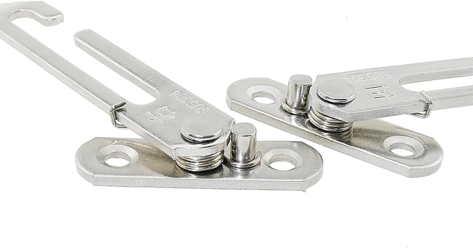 2PCS 10x4.5CM Window Hook Automatic Limiter Silver Stainless Steel Safety Window Opening Restrictor Lock for Window Frame and Sash with Distance of 14 to17MM Inside and Outside Window