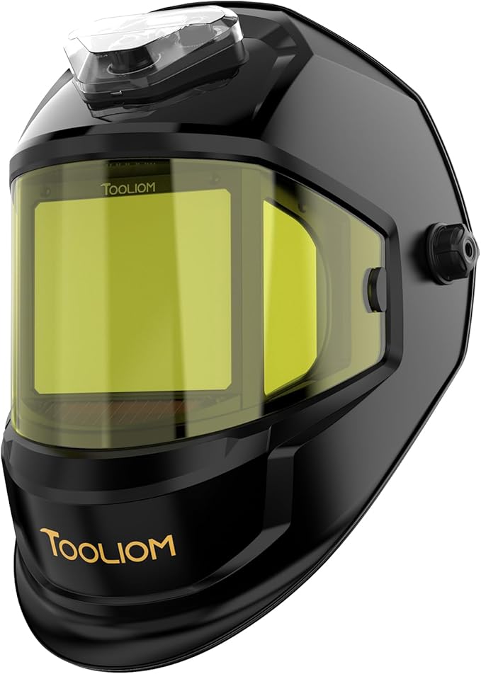 TOOLIOM Auto Darkening Welding Helmet with Panoramic Viewing Welding Mask Type-C Charging & Solar/Rechargeable Battery Powered Welder Hood for TIG MIG CUT Grind