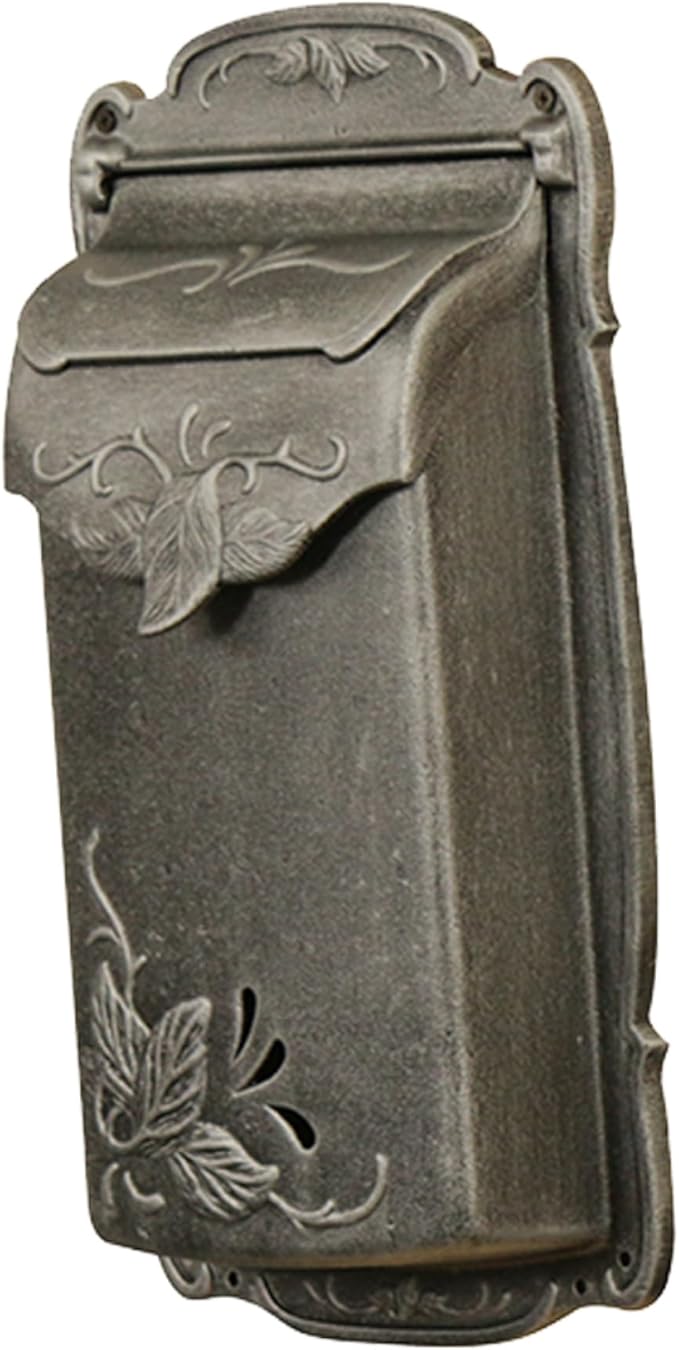 Special Lite Floral Vertical Wall Mount Mailbox - Swedish Silver Cast Aluminum Mailbox for Wall Mount - SVF-1001-SW