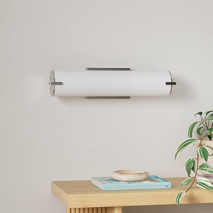 ASD LED 18" Vanity Wall Mount Light Fixture, Linear Bathroom Lighting Bar | 3CCT, Dimmable, Energy Star, ETL Listed | 20W 1500LM 3000-5000K 120V | Long Tube Bath Sconce Over Mirror | Nickel, 4 Pack