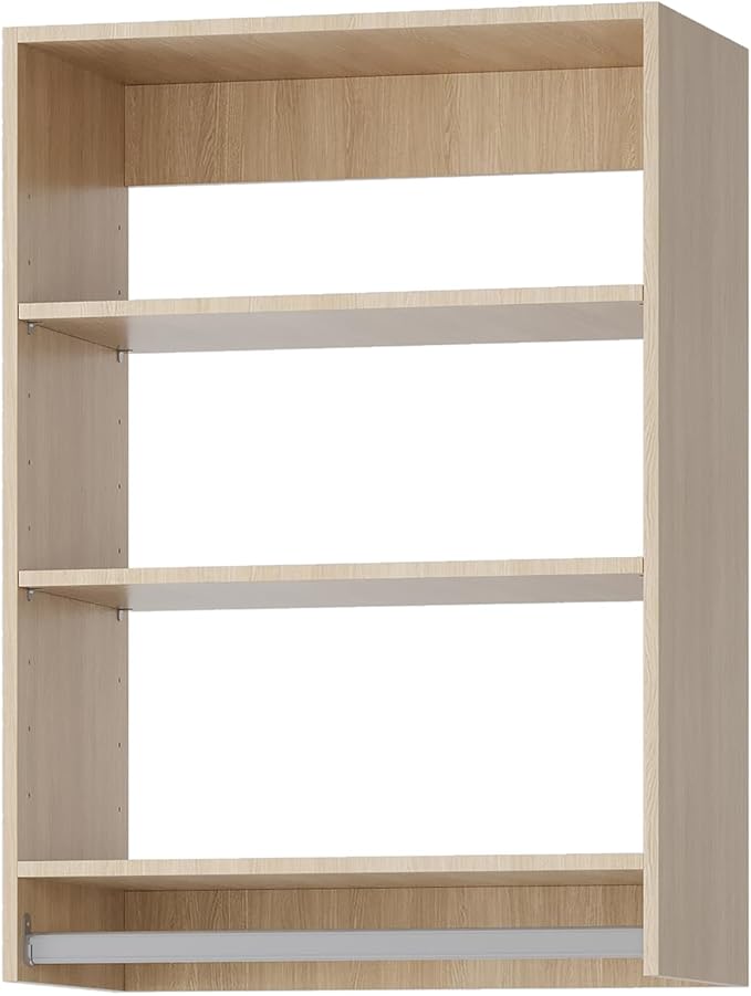 ROOMTEC 19.5" Medium Hanging Closet Unit, Modular Closet System with Hanging Rod, Wardrobe Organizer for Bedroom or Walk-in Closet, Wall Mounted, Customizable Clothes Storage Unit, Wood