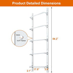 5-Rung Heavy Duty Steel Fire Escape Ladder, Powder-Coated Basement Egress Window Ladder, Wall Mounted, 56.2" L x 17.9" W, White