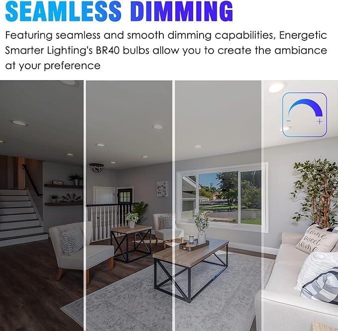 ENERGETIC SMARTER LIGHTING LED Recessed Light Bulbs BR40, 110W Equivalent 14W, Dimmable, 1600 High Lumens, Cool White 4000K, Indoor Flood Lights for Recessed Cans, UL Listed, 6 Pack