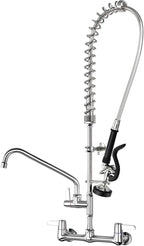 Commercial Sink Faucet With Sprayer For kitchen-Staff: BESTJEEF Commercial Wall Mount Kitchen Sink Faucet With Pre Rinse Sprayer For Kitchen Cook- 36" Height Faucet With 8" Center And 12" Add-On Spout