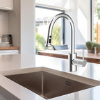 Hibbent Stainless Steels Pull Down Kitchen Faucet Head Replacement, 3 Function Sink Faucet Sprayer Head with 15 Adapters, Compatible with Moen, American Standard, Delta, Kohler Faucets, Chrome