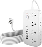 Surge Protector Power Strip - 8 AC Outlets & 6 USB Ports (4A/2C), 1080J Extension Cord with Multiple Outlets, 2-Sided Outlet Extender, 5FT Extension Cord, Wall Mount for Travel, Dorm Room