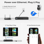 [Dual Lens+Human Tracking] Hiseeu 4K PoE Security Camera System, 4 Pcs 6MP PoE PTZ Cameras, 300°Pan 90°Tilt,Color Night Vision, Motion Detect,2 Way Audio,Smart Playback,0 Fee, 3TB HDD, 7/24 Record