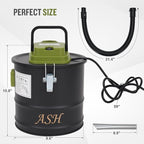 Ash Vacuum Cleaner -2.6 Gallon Fireplace Ash Vac with 800w Powerful Hose Non-Woven Dust Separator | Dry Stove Vacuum for Fireplaces Pellet Grill Wood Stove Fire Pits Green