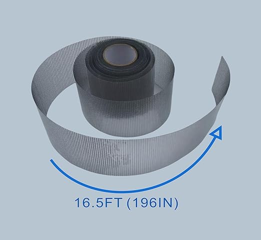 Window Screen Repair Tape，3IN X 16.5FT (196IN) Screen Tape mesh Repair for Window Screen and Screen Door tears Holes (Grey)