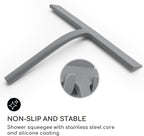 GÜTEWERK Shower Squeegee for Glass Doors, Silicone Window Squeegee, Bathroom and Glass Cleaning - Gray - 11 Inch